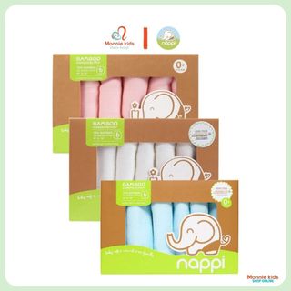 Set 6 khăn sữa sợi tre cho bé Nappi 30x30cm, khăn sợi tre kháng khuẩn an toàn - Monnie Kids