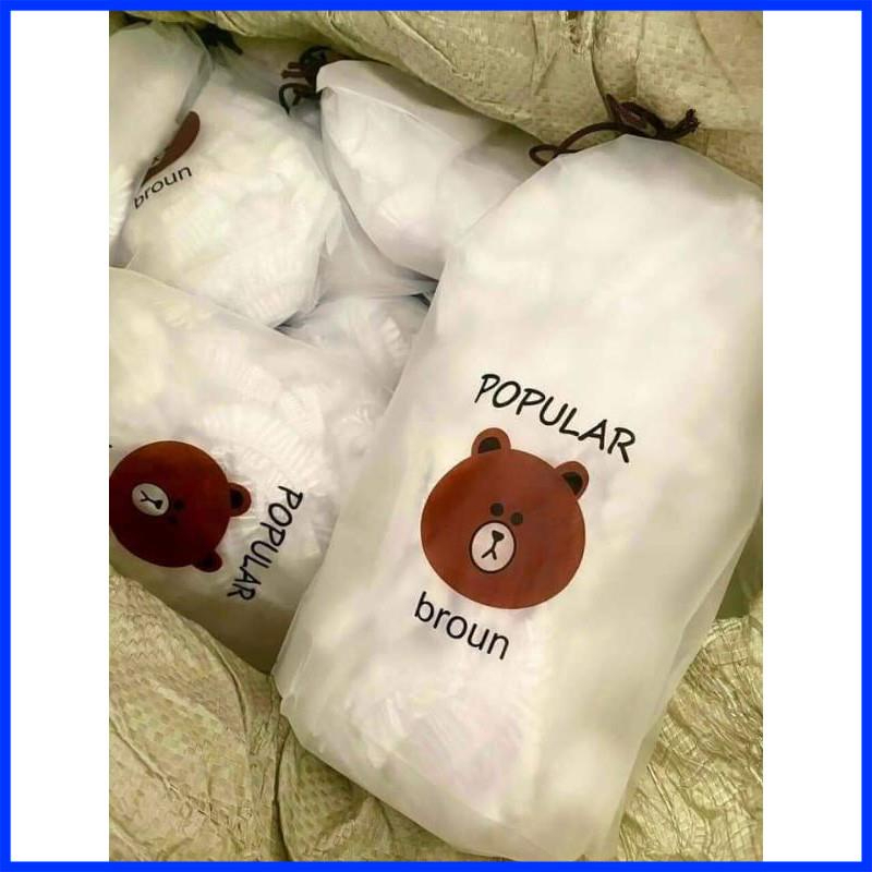 Màng bọc thực phẩm túi gấu có chun co giãn(giá sỉ ) có thể tái sử dụng,(bịch ~ 100 cái) màng bọc hình gấu