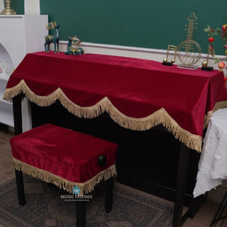 Khăn phủ đàn piano điện - nhung đỏ đô tua dài