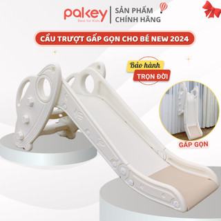 Cầu trượt cho bé Pakey 2024 có thể gấp gọn, thiết kế trắng kem hiện đại đáng yêu, Bảo hành trọn đời - Moon House