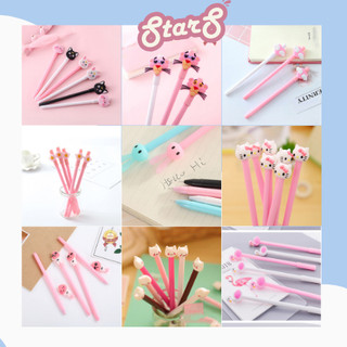 Bút nước đen gel mèo đen heo hồng cute dễ thương