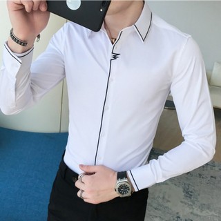 Áo sơ mi nam dài tay 2 màu đen trắng form ôm tôn dáng chuẩn soái ca N10