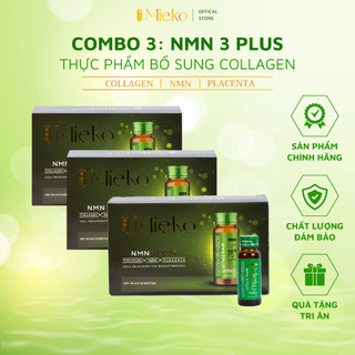 Combo 3 hộp nước uống collagen nmn 3plus drink hộp 10 chai 50ml 100% xuất xứ nhật bản | mieko
