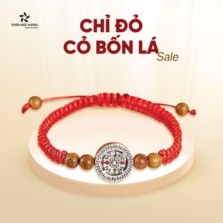 Vòng tay trầm hương chỉ đỏ may mắn Cỏ Bốn Lá - Thiên Mộc Hương - An nhiên, hạnh phúc