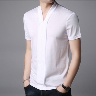 Áo thun nam cộc tay cổ V vải cotton co giãn thoải mái dễ phối đồ N15