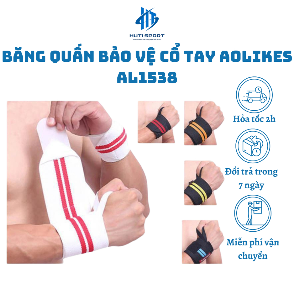 Băng Cổ Tay, Đai Cuốn Băng Quấn Bảo Vệ Cổ Tay Tập Gym Thể thao Thể Hình Nâng Tạ Tập Tạ Aolikes AL1538