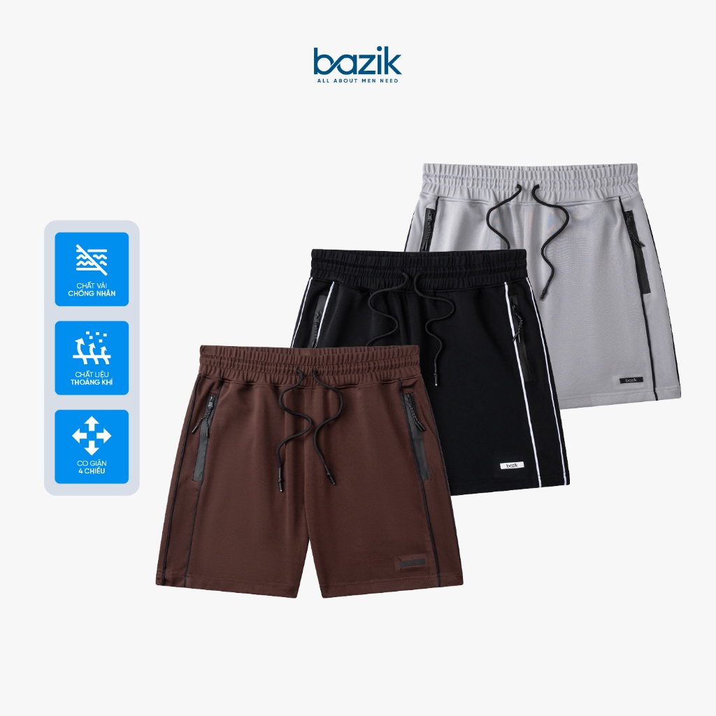 Quần short nỉ nam BAZIK Track Short phối viền, siêu co giãn, đứng form, gọn gàng thoái mái