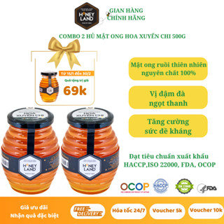 Combo 2 hũ mật ong rừng hoa Xuyến Chi HONEYLAND tổng 1000g mật ong thiên nhiên nguyên chất