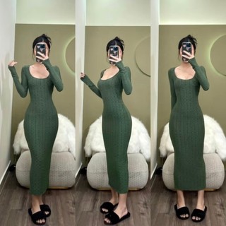D466 - Đầm Body Tay Dài Basic Xốp Nổi Cao Cấp Ngọc Lucie