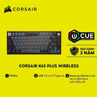 [Mới, chính hãng] Bàn phím cơ không dây Corsair K65 Plus Wireless (K65 CSR RED-BLK-GLD) 75% RGB