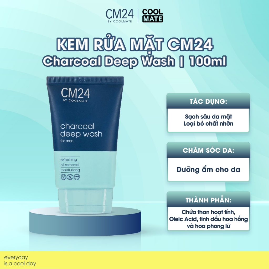 Kem rửa mặt Charcoal Deep Wash for Men 100ml - thương hiệu CM24