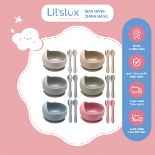 Bát Ăn Dặm Cho Bé Bằng Silicone Có Kèm Thìa LIL SLUX Đế Hút Chân Không