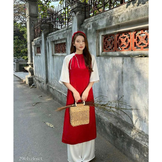 Set áo dài cách tân kèm băng đô bigsize 50kg - 90kg