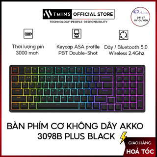 Bàn phím cơ không dây AKKO 3098B Plus Black, White - Hàng chính hãng