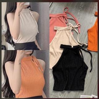 Áo Sát Nách Nữ Cổ Tròn Cột Nơ Dáng Croptop