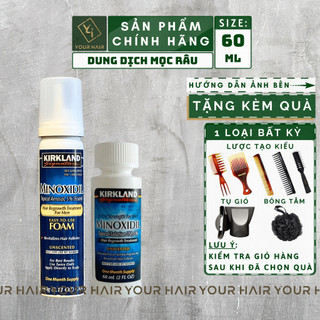 Dung dịch hỗ trợ mọc râu & tóc Kirkland Minoxidil 5% - 60ml | Dạng lỏng và Dạng bọt