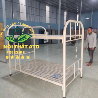 Giường tầng lệch lắp ráp dễ, giường ngủ 2 tầng sắt gia đình 3-4 người - freeship