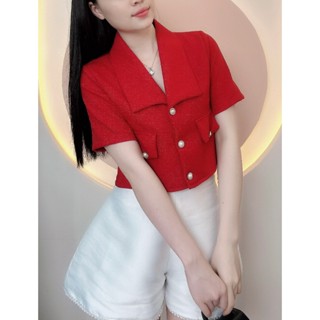 Áo Sơ Mi Tay Ngắn Nữ Lamo Design Áo SơMi Nữ Kiểu Tây Phối Nút Xinh Vải Thời Trang HotTrend Cao Cấp B972