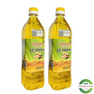 Dầu lạc nguyên chất Lê Thông 2Lit, Dầu phộng hữu cơ thơm nhẹ, không nặng mùi