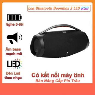 Loa Bluetooth BOOMBOX 3 Cao Cấp (Bản Nâng Cấp) LED RGB 7 Màu, Loa Cộng Hưởng, Công suất 40W, Bass đầm mạnh, Âm to