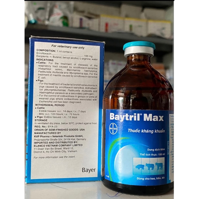 10 ml Baytril max triết lẽ dùng cho gia súc và gia cầm