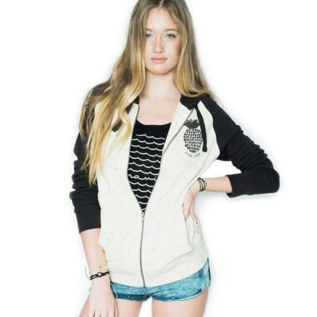 Áo khoác Hoodie Pineapple Pura Vida - Đen Trắng - Size XS