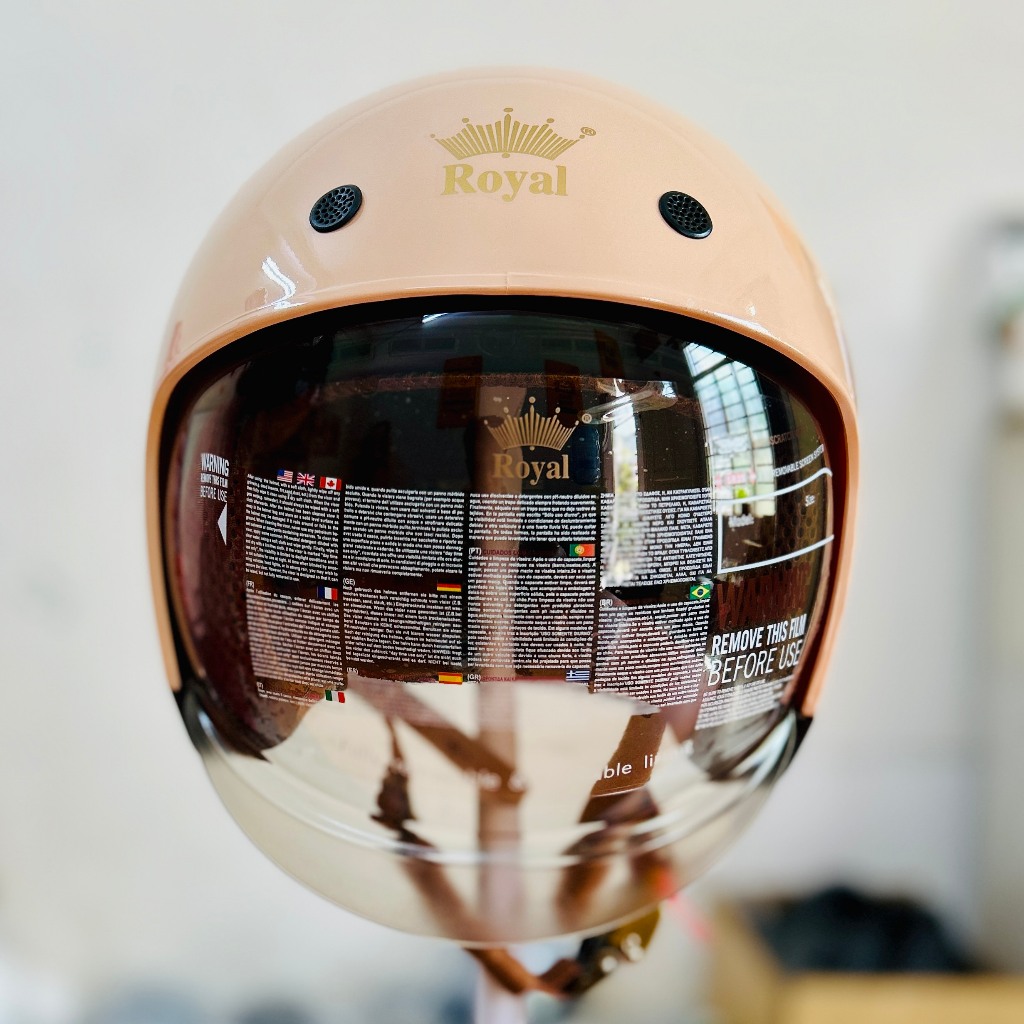 Mũ bảo hiểm 3/4 Royal M139 kính âm màu kem sữa bóng chính hãng bảo hành 12 tháng