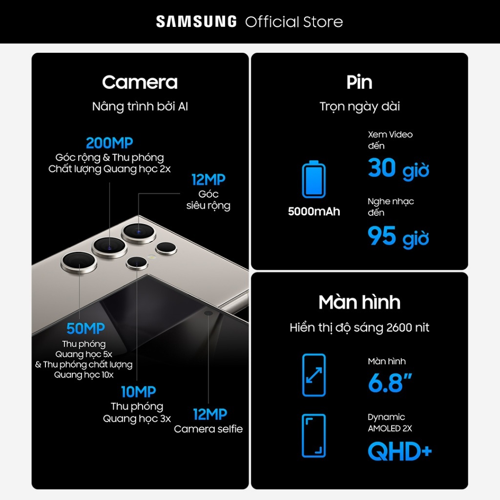 Điện thoại thông minh Samsung Galaxy S24 Ultra 12G/256G,Hàng chính hãng | BigBuy360 - bigbuy360.vn