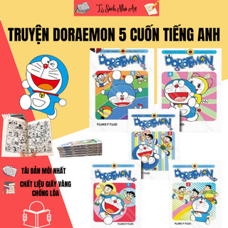 Sách - Doreamon 5 cuốn Plus - Bản Tiếng Anh giấy thường in sắc nét