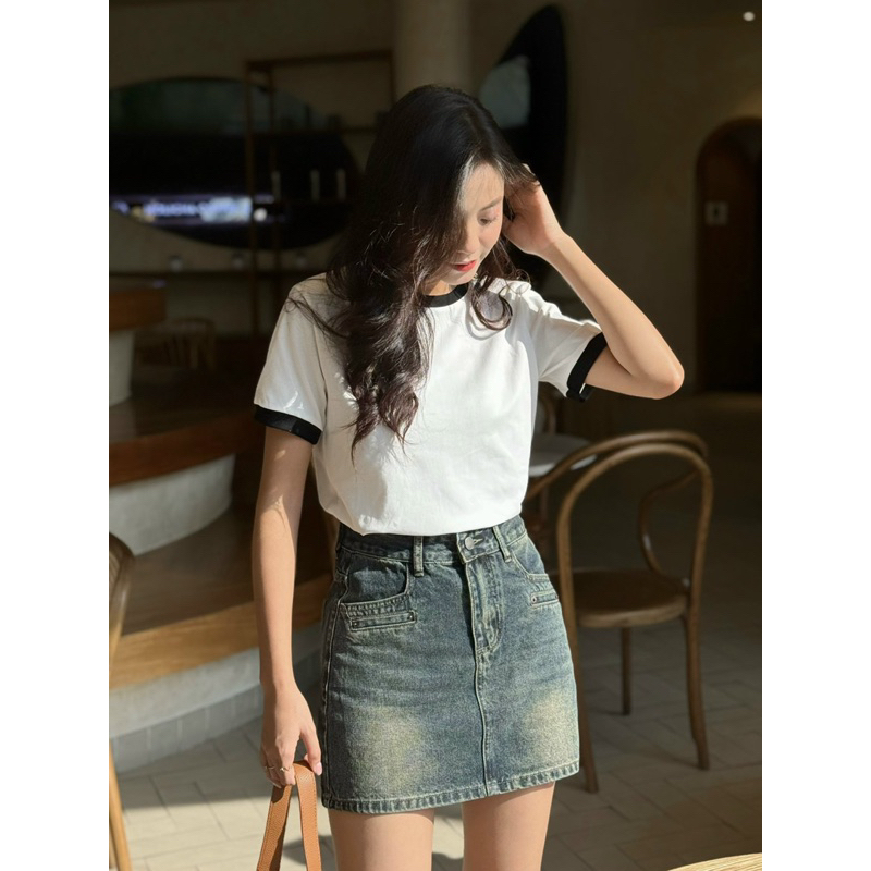 [RÁCH STORE] Áo Thun - 1121 - Trơn - Viền Màu
