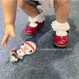 Giày búp bê nơ đỏ xanh bé gái cực xinh xuất xịn Anh Quốc UK VNXK