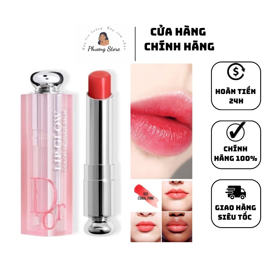 Son Dưỡng Dior Addict Lip Glow Màu 033 Coral Pink ( Mới Nhất ) Son Dưỡng Dior Addict Lip Glow Màu 03