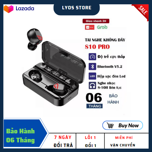 Tai Nghe Bluetooth Không Dây S10 Pro Bass Cực Hay, Hỗ Trợ Đàm Thoại, Chống Nước IPX7,Kiêm Sạc Dự Phò