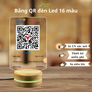 Bảng in mã QR CODE để bàn bằng mica bền đẹp kèm đế đèn 16 màu in theo yêu cầu (Quà tặng chun buộc tóc)