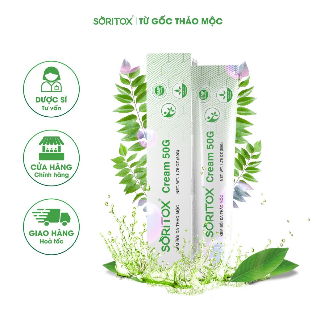 Kem bôi da thảo mộc dành cho da Bong tróc, Mẩn đỏ, Ngứa rát an toàn lành tính từ lá Neem Ấn Độ - SORITOX CREAM 50GR