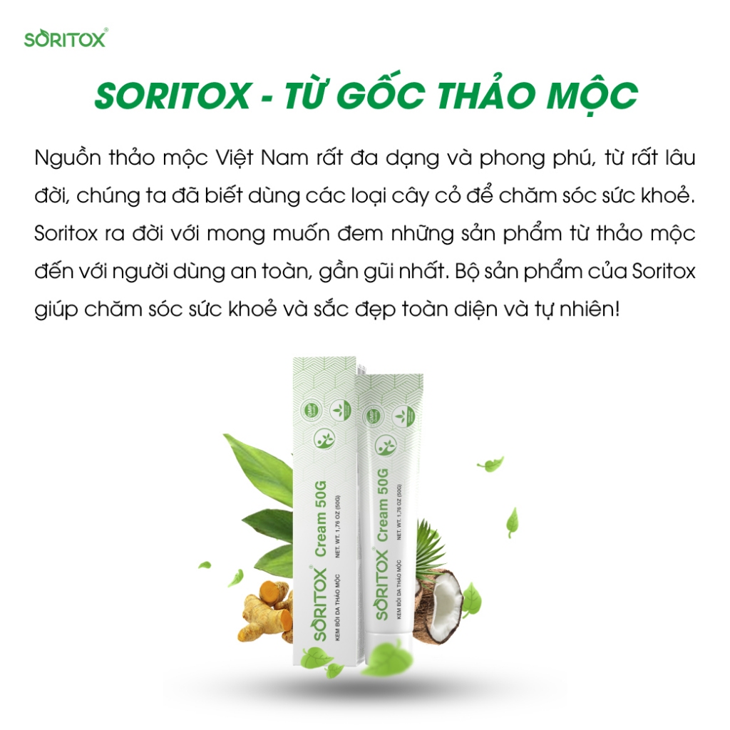 Kem bôi da thảo mộc dành cho da Bong tróc, Mẩn đỏ, Ngứa rát an toàn lành tính từ lá Neem Ấn Độ - SORITOX CREAM 50GR