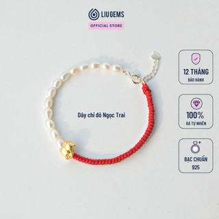 Vòng Tay Chỉ Đỏ Mix Ngọc Trai Nước Ngọt Kết Hợp Charm Đồng Xu Kim Tiền, Mèo Thần Tài Thúc Đẩy Hanh Thông Vượng Khí CD07