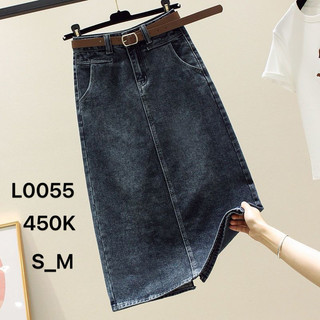 Váy denim màu đen dáng dài Hàn L0055