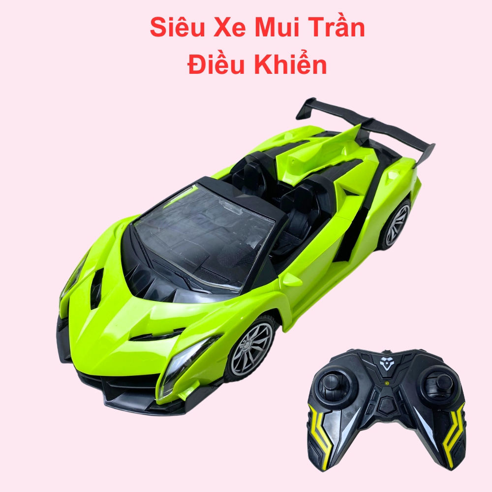 Siêu Xe mui trần điều khiển ô tô mui trần điều khiển từ xa màu xanh lá có đèn pha sáng di chuyển siê