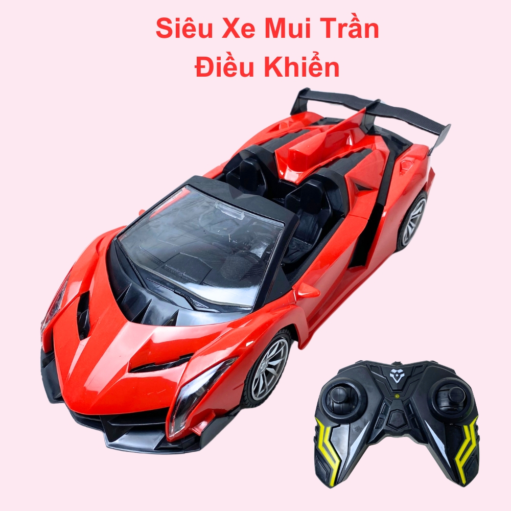 Siêu xe mui trần điều khiển ô tô mui trần điều khiển từ xa màu đỏ có đèn pha sáng di chuyển siêu nha