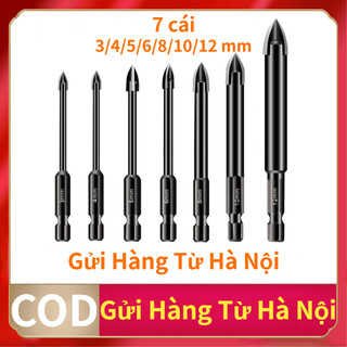 Bộ 7 Mũi Cạnh Thép Khoan Đa Năng Chân Lục Giác Thích Hợp Để Khoan Trên Nhiều Loại Vật Liệu