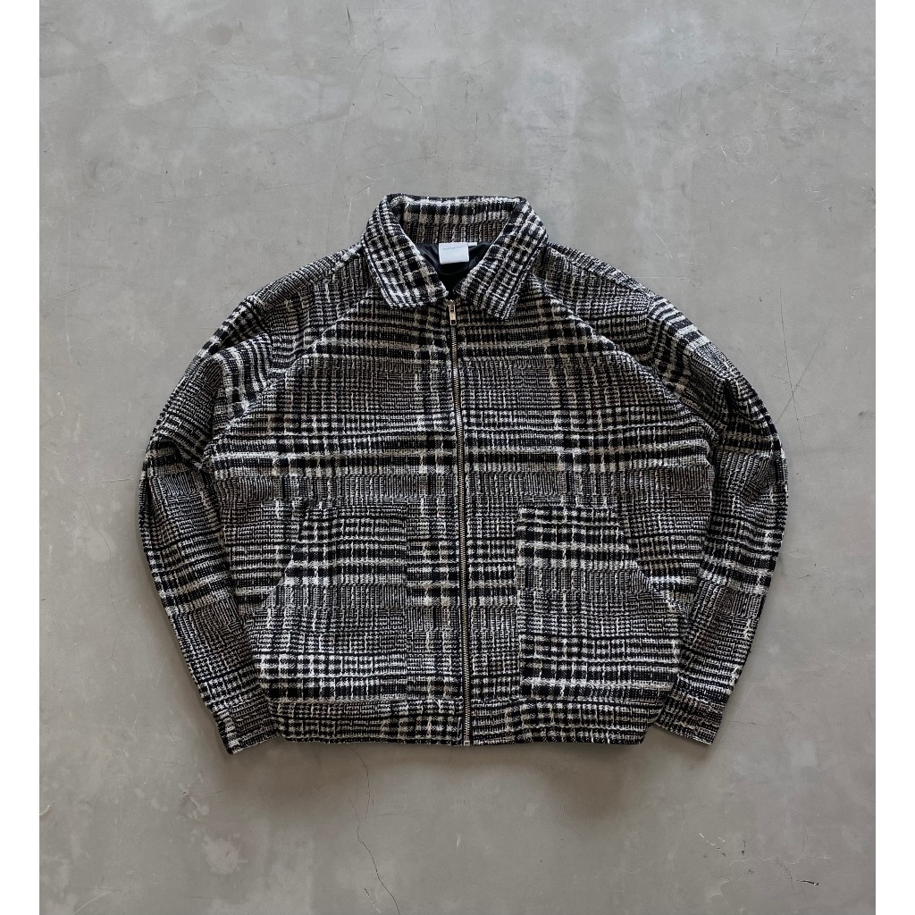 RIPOFFF Checked Zip Jacket  - Đen/Kem