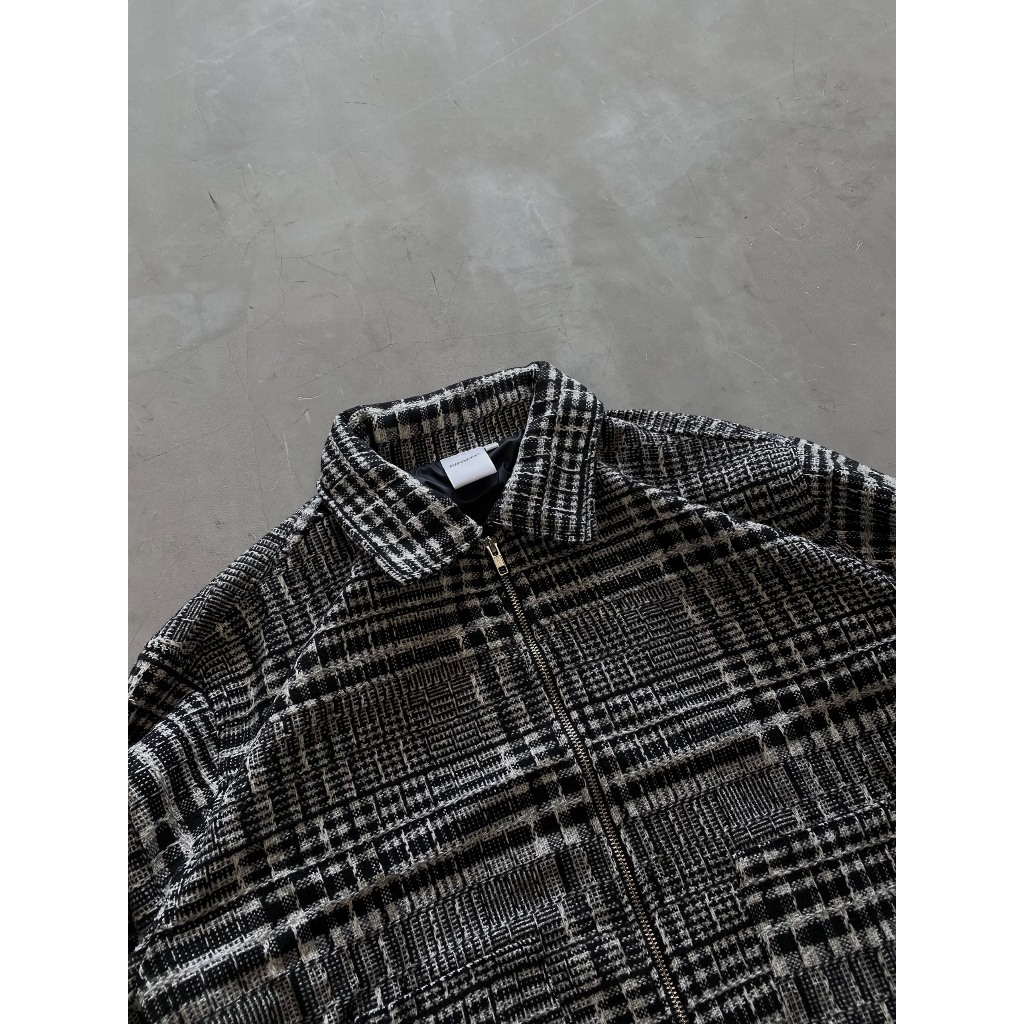 RIPOFFF Checked Zip Jacket  - Đen/Kem
