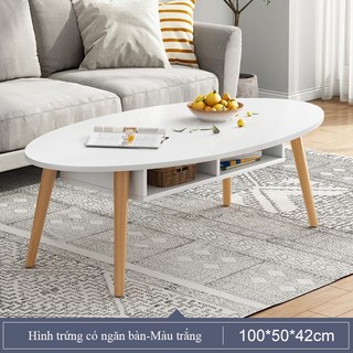 Bàn trà sofa chân gỗ tự nhiên phong cách vintage, bàn trà tròn uống nước phòng khách ban công đa năng tiện dụng