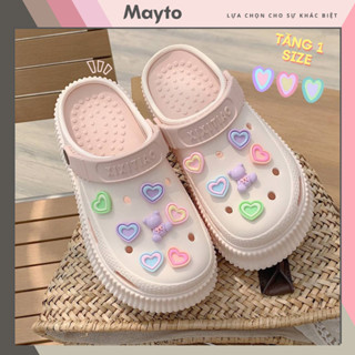 Dép cross sục nữ Chính Hãng XIXITIAO kèm set charm Bling tim gấu 5,5 cm kiểu sandal quai hậu CS-48