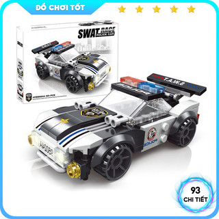 Bộ đồ chơi lắp ráp xe cảnh sát 93 chi tiết, lắp ráp swat đồ chơi cho bé