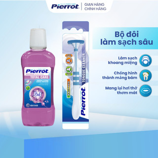 Combo Làm Sạch Sâu PIERROT Nước Súc Miệng Chăm Sóc Răng Toàn Diện Và Cây Cạo Lưỡi