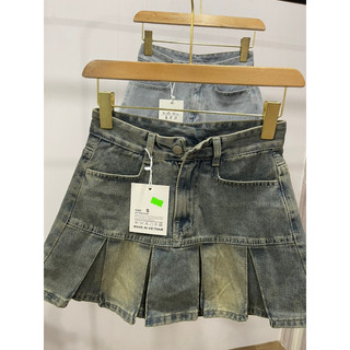 Quần giả váy jean xếp ly
