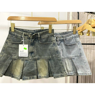 Quần giả váy jean xếp ly