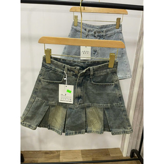 Quần giả váy jean xếp ly